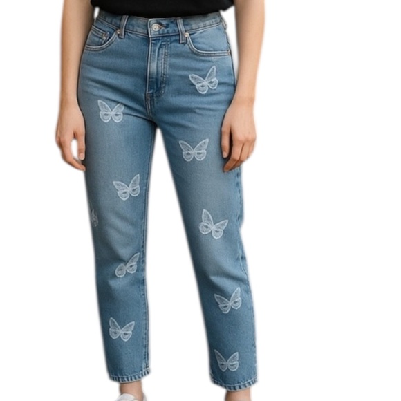 PacSun Eco Butterfly Ultra High Rise Waisted Slim Jeans Blue Women’s Size  28 - Picture 1 of 15